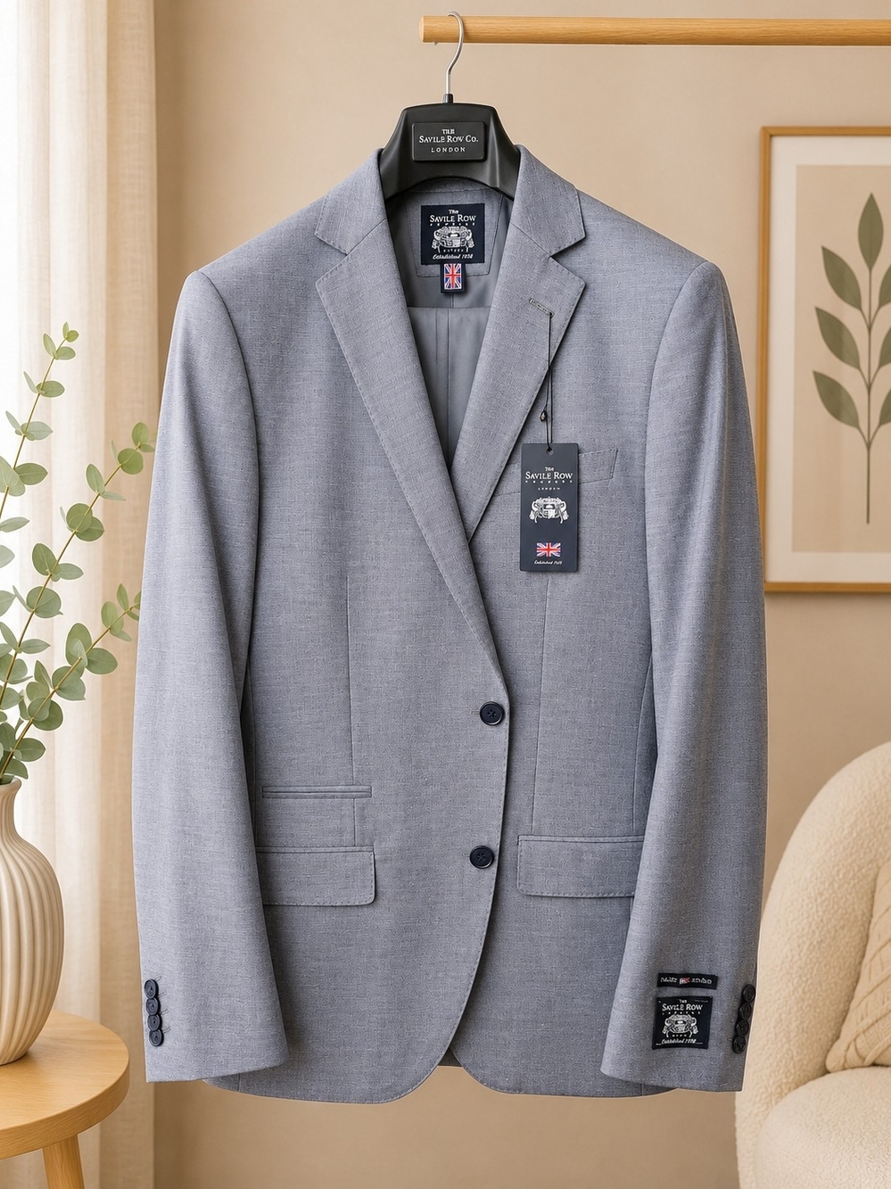 Light Gray Men's Two-Button Suit Jacket and Pants